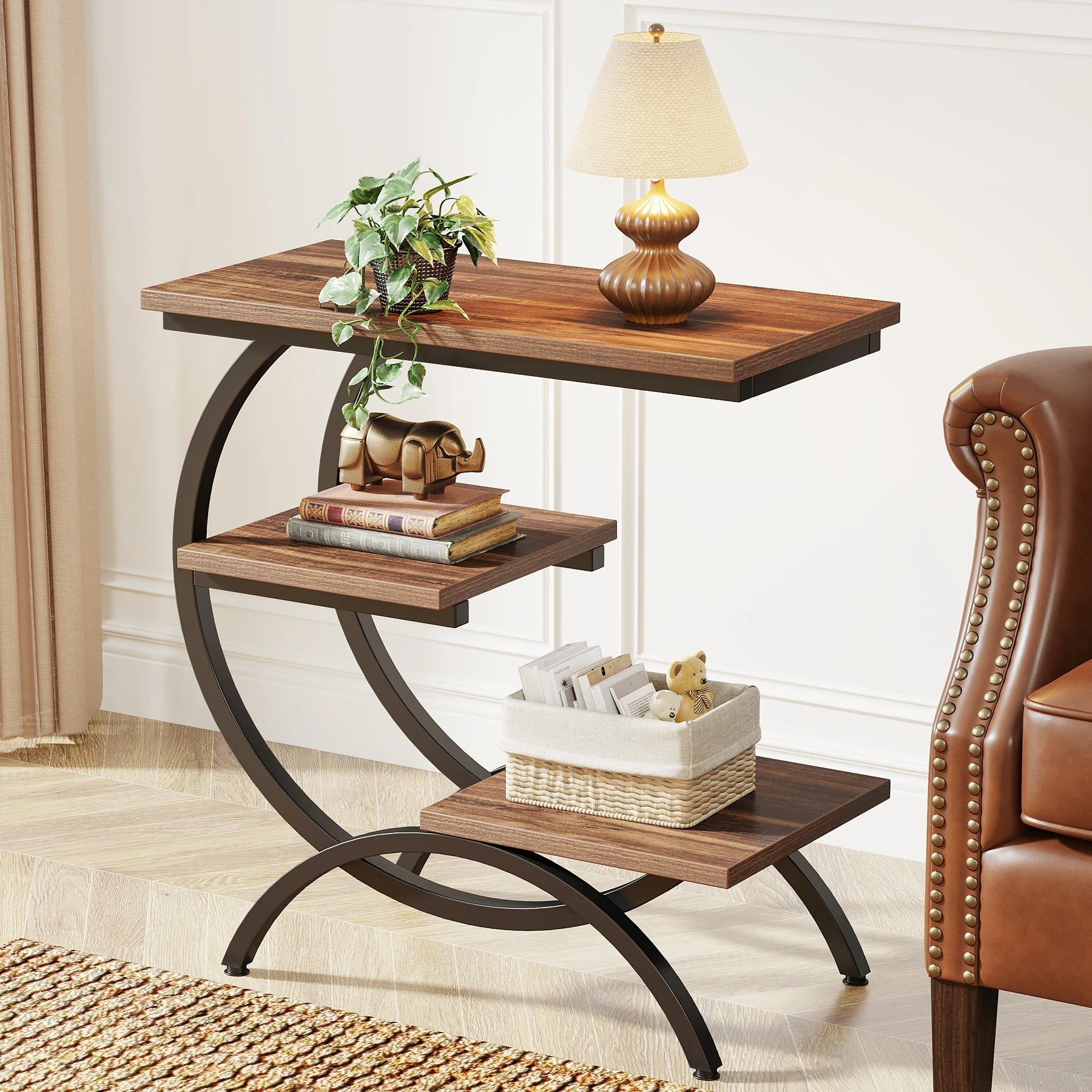C-Shape End Table - Wood Table