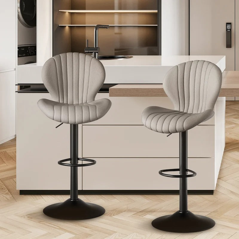 2 Piece Modern Soft Back Stool Chair- Adjustable
