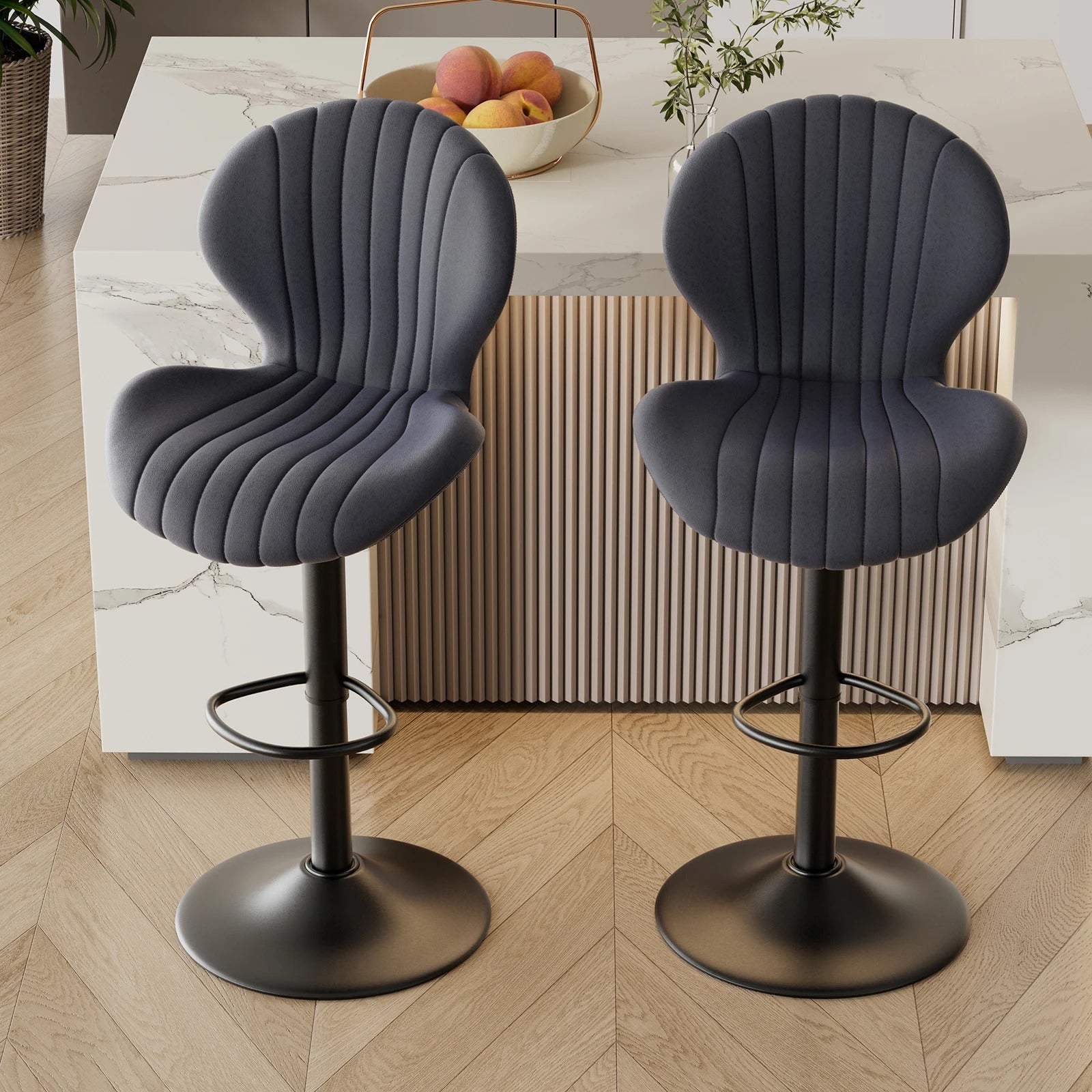 2 Piece Modern Soft Back Stool Chair- Adjustable